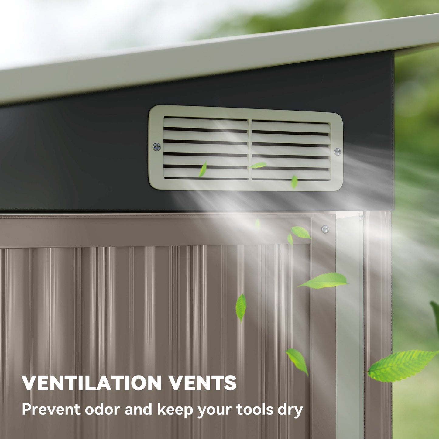 Outsunny 7.5 x 4.3 Ft Metal Garden Storage Shed Waterproof Outdoor Shed With Triple Lockable Doors Vents Light Grey