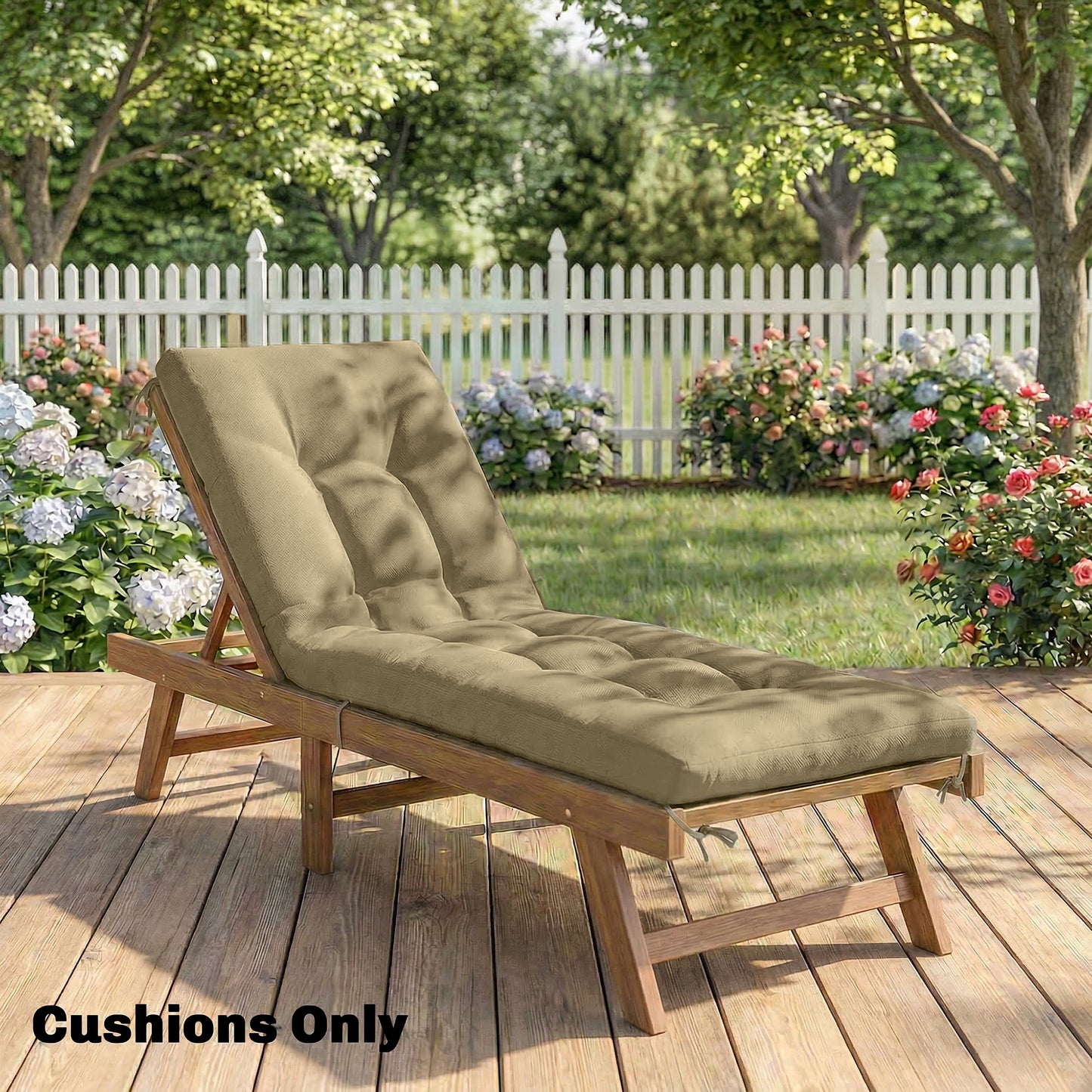 Outsunny Memory Foam Sun Lounger Cushion With Ties For 190 X 60 Cm Patio Lounger Outdoor Sand