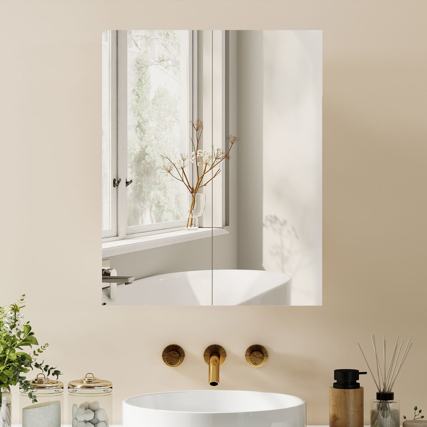 HOMCOM White Wall Mounted Bathroom Mirror Storage Cabinet With Door And Adjustable Shelf
