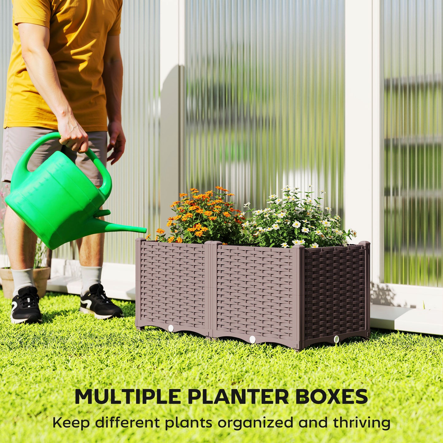 Outsunny Plastic Raised Garden Bed With Legs Self Watering Elevated Planter Boxes Modular Planter With Drainage Holes