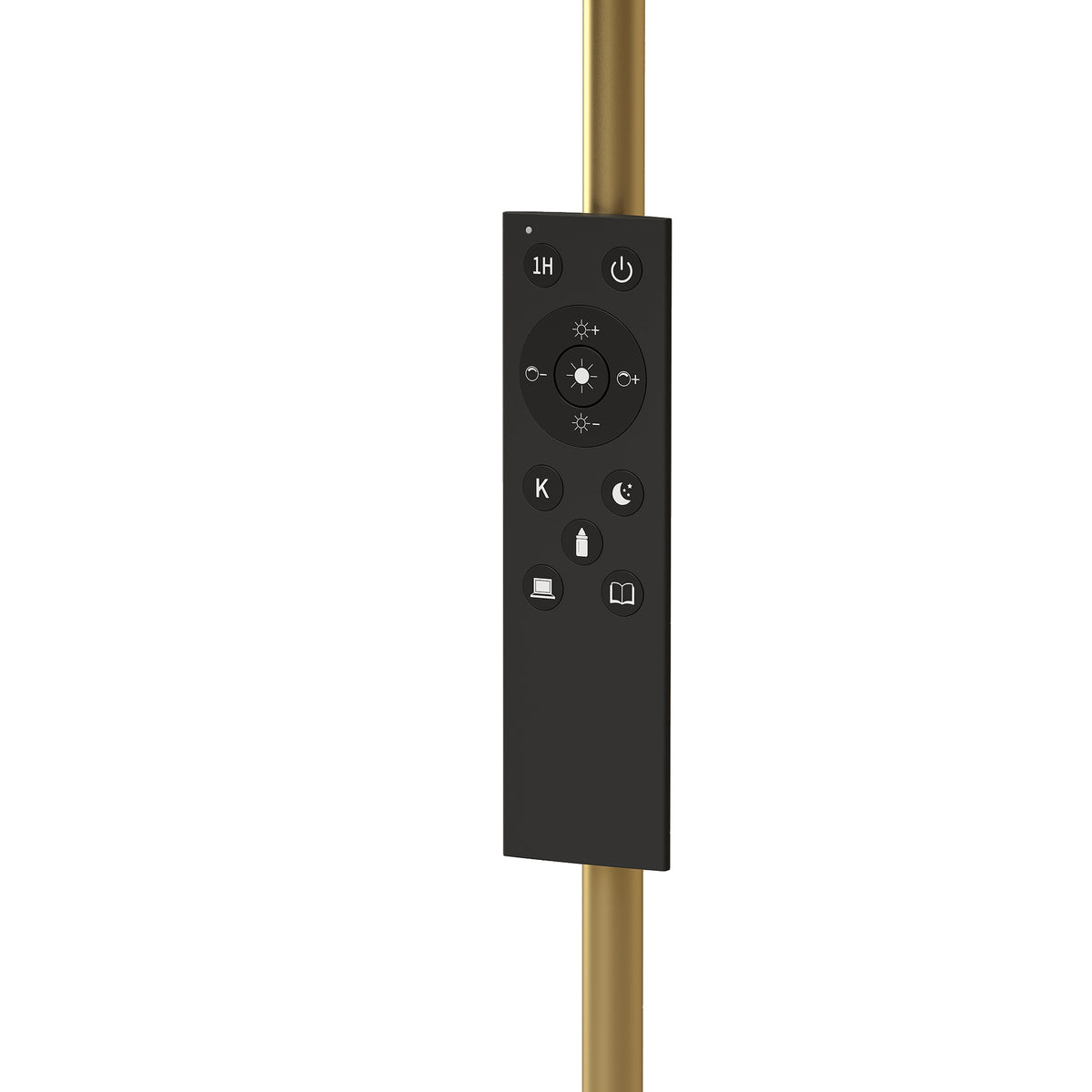 Black lamp remote control with dimming, mode, timer, and light settings buttons