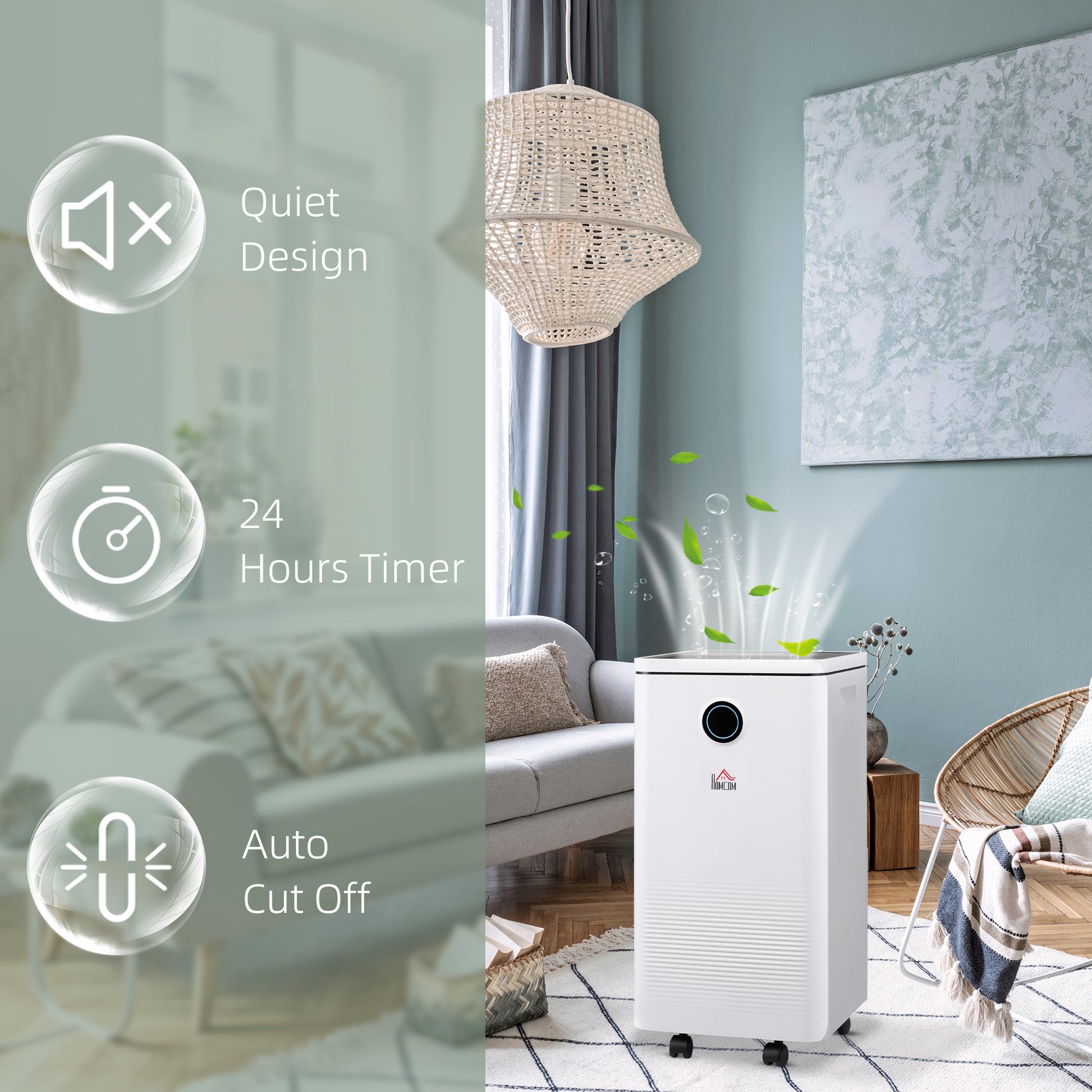 HOMCOM 10L/Day Smart WiFi Control Portable Dehumidifier for Home, Laundry, and Basement - ALL4U RETAILER LTD