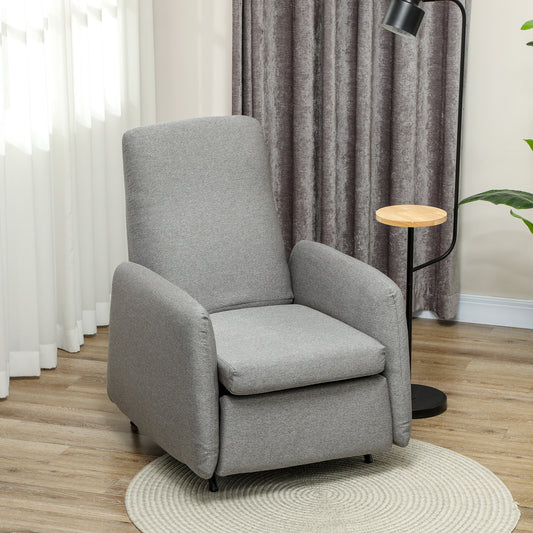 HOMCOM 150 Degree Manual Reclining Armchair With Footrest In Grey For Everyday Comfort