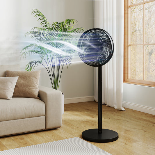 HOMCOM 40 cm Standing Fan With 80 Degree Oscillation Adjustable Tilt And Height 4 Speeds Remote Control Black