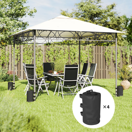 Outsunny 4 Piece Gazebo Weights Sand Bags And Water Weights Bags With Carry Handles For Garden Marquee Parasol Black