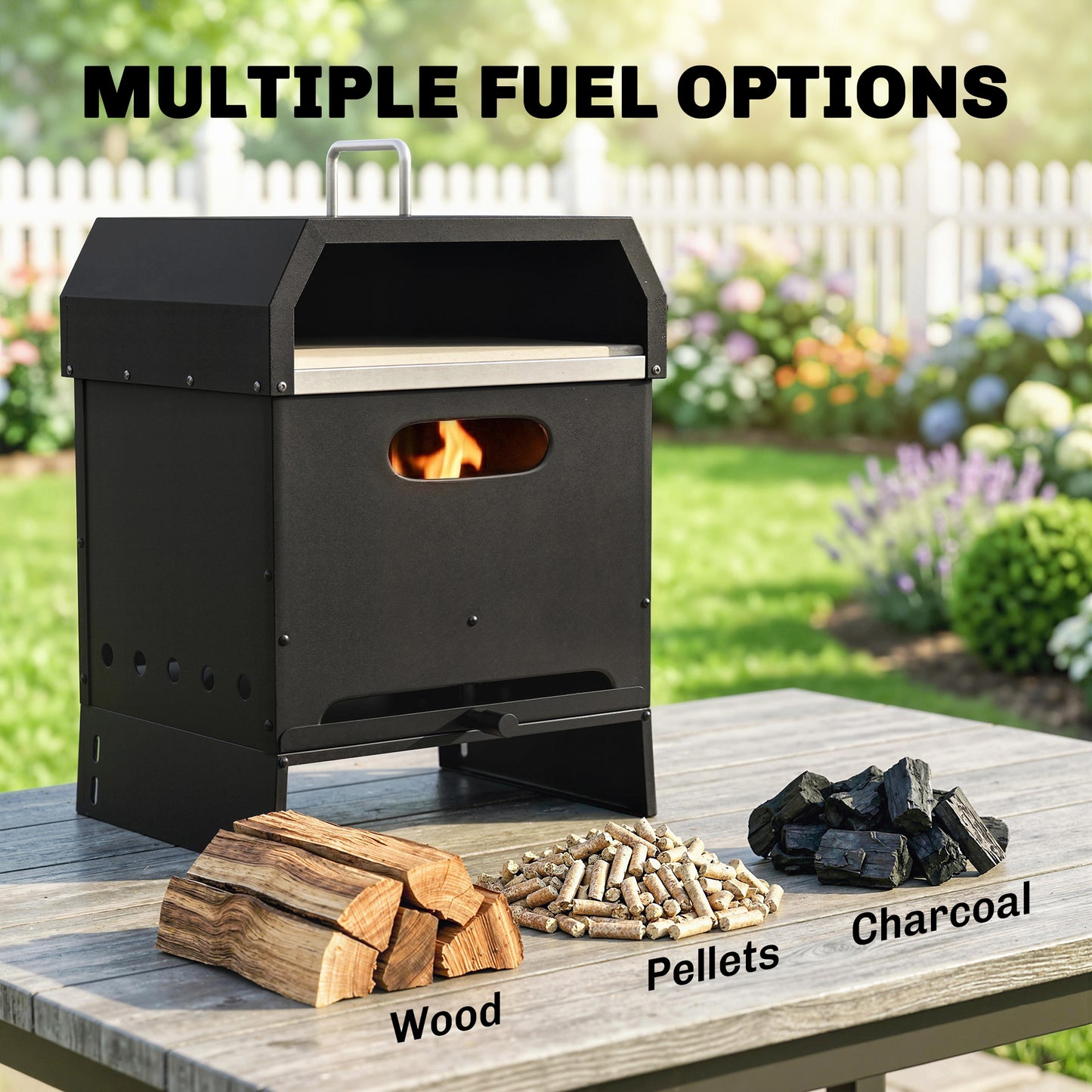 Outsunny 3 In 1 Outdoor Pizza Oven Portable Wood Fired Pizza Maker With Handles Stone And Peel Charcoal Grill