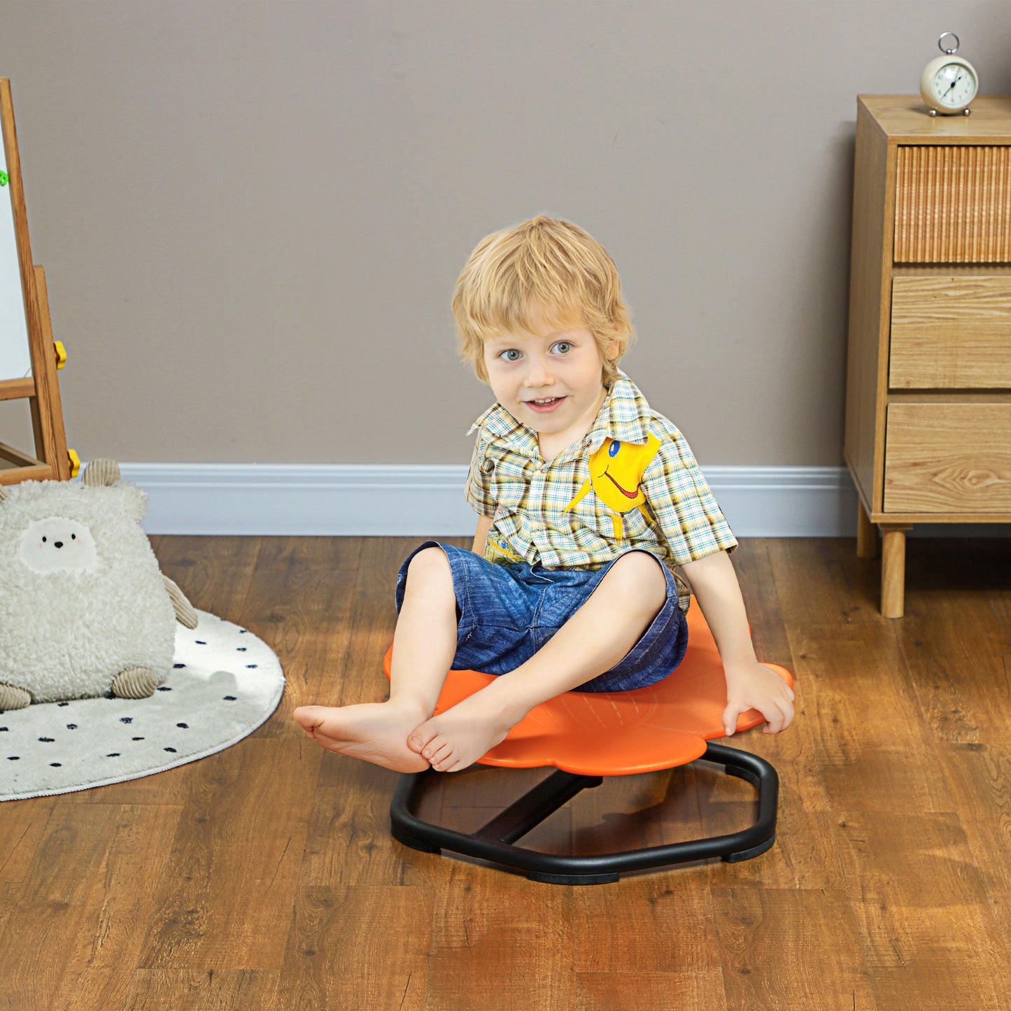 AIYAPLAY Sensory Spinning Chair for Kids Coordination and Balance Orange Non Slip Base Supports up to 50kg
