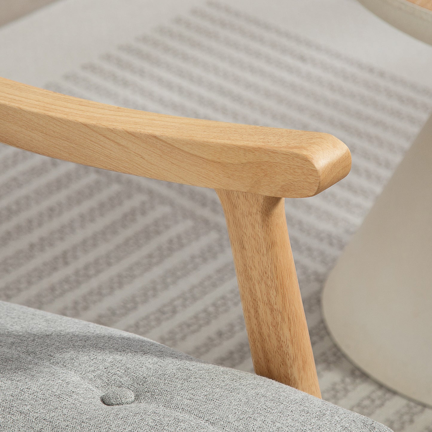 HOMCOM Wood Frame Rocking Accent Chair in Light Grey with Padded Seat and Back and Armrest