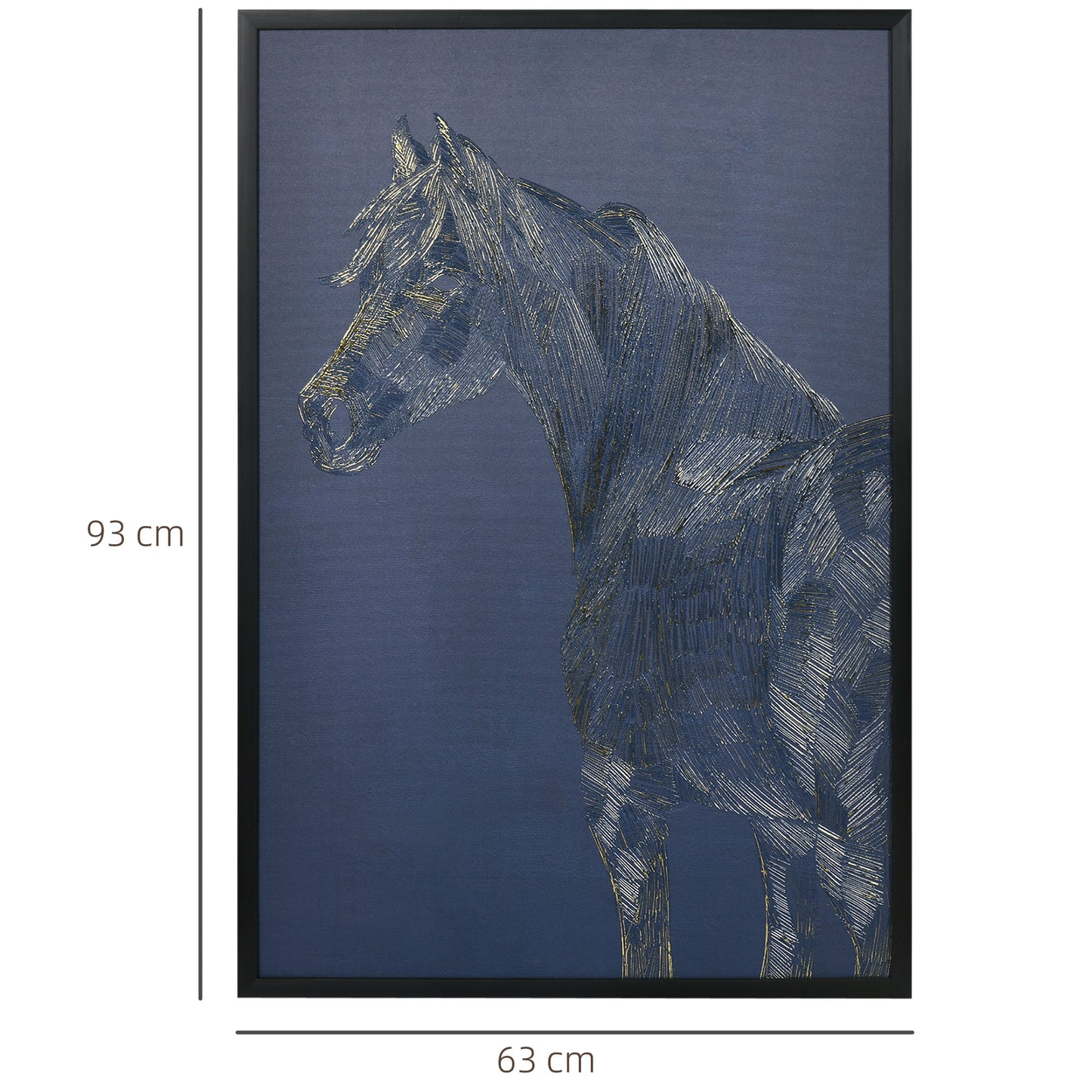 HOMCOM Textured Gold Horse Canvas Wall Art - Elegant Decor for Living Room and Bedroom, 93 x 63 cm - ALL4U RETAILER LTD