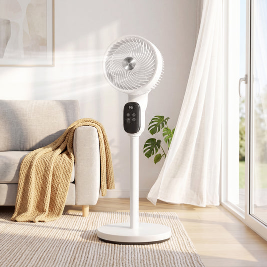 HOMCOM 20 Decibel Silent 39 Inch Standing Pedestal Fan with Remote Oscillating 8 Speeds Adjustable Height White