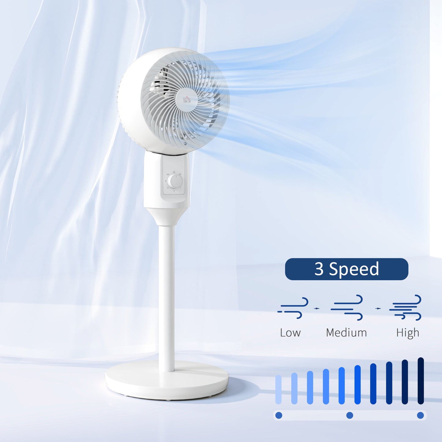 HOMCOM 9 Inch Pedestal Fan With 70 Degree Oscillation And 90 Degree Vertical Tilt 3 Speed Air Circulator For Home Office