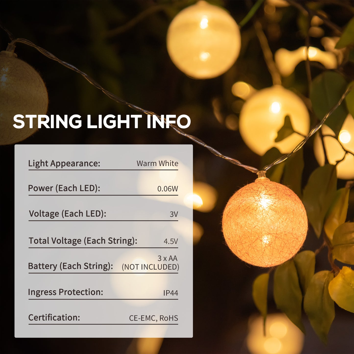 Outsunny 80 LED Multi-Colored Globe String Lights - 70ft Hanging Festoon Lights for Indoor/Outdoor Celebrations and Decor - ALL4U RETAILER LTD