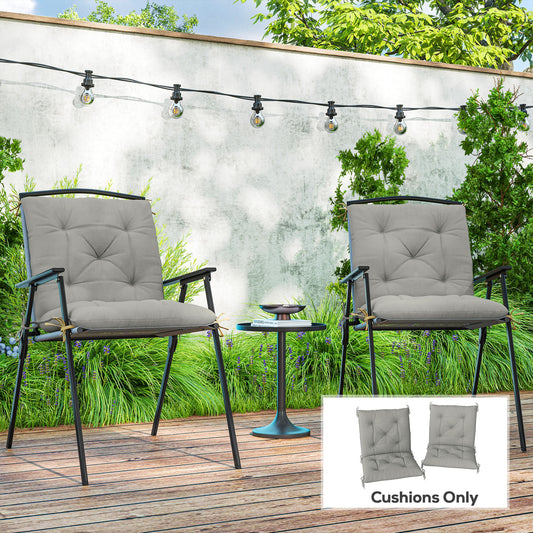 Outsunny Outdoor Seat Cushions Set Of Two Light Grey Polyester Cover Stain Resistant Plush Cotton Filling