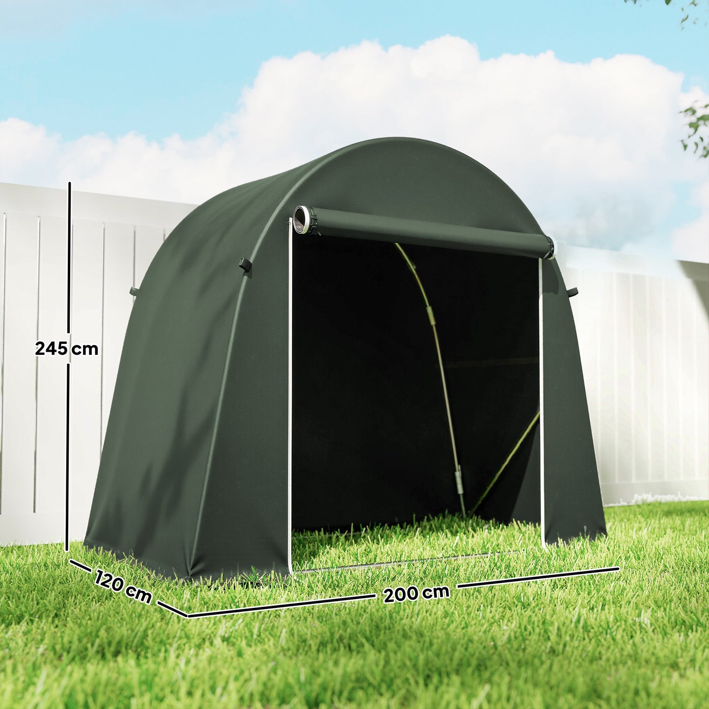 Outsunny 8x4 Ft Garden Storage Tent Waterproof With Roll Up Zipper Door And Galvanised Metal Frame Green