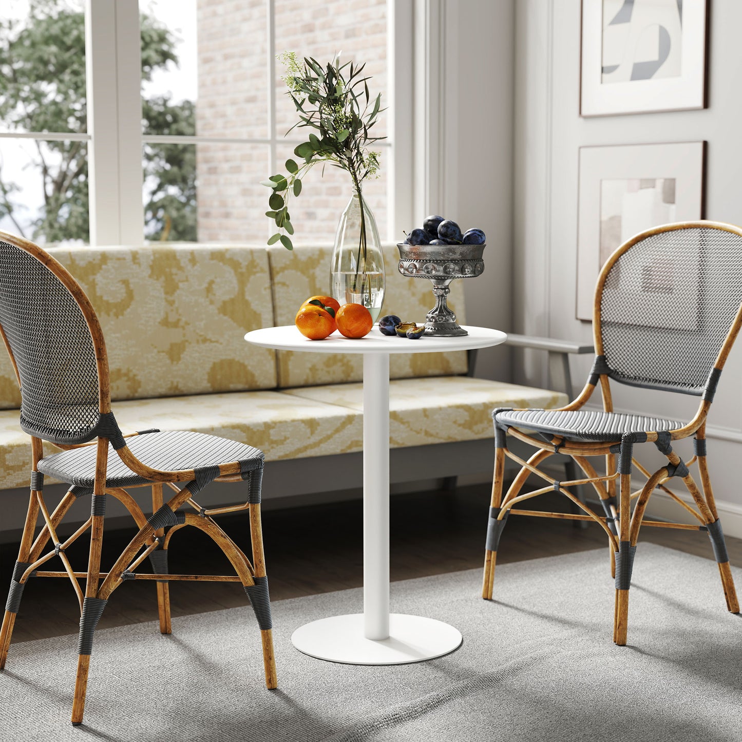 HOMCOM Round Dining Table With Steel Base 60 cm Diameter 72 cm Height White For Kitchen Dining Room