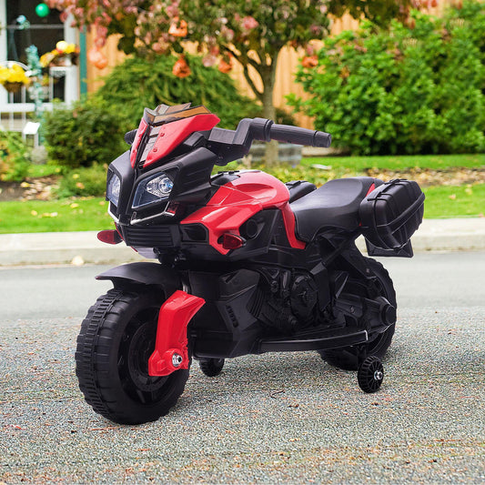 HOMCOM Kids Electric Ride-On Motorcycle Toy 6V Rechargeable Realistic Sounds Red - ALL4U RETAILER LTD