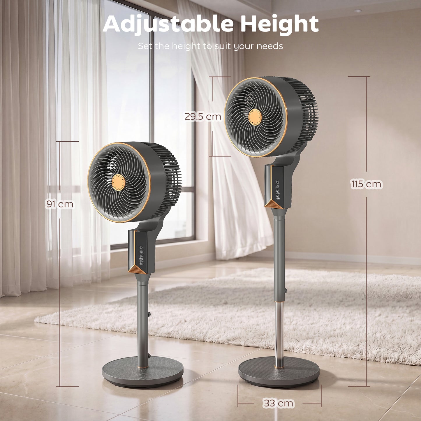 HOMCOM 20 Decibel Silent Standing Pedestal Fan 46 Inch With Remote 85 Degree Oscillation 8 Speeds Aromatherapy Pad