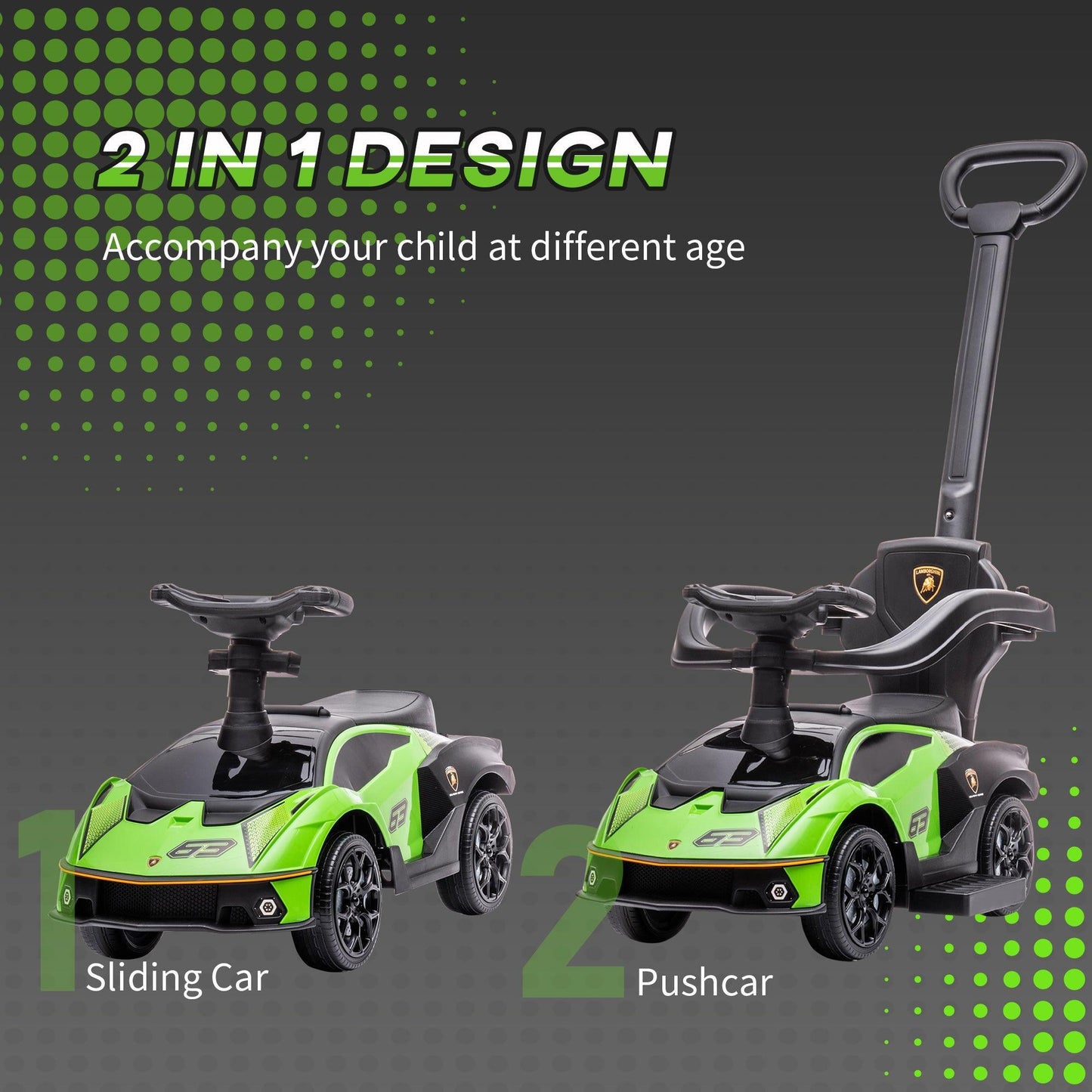 AIYAPLAY Baby Push Along Car - 2-in-1 Ride-On with Sound - ALL4U RETAILER LTD