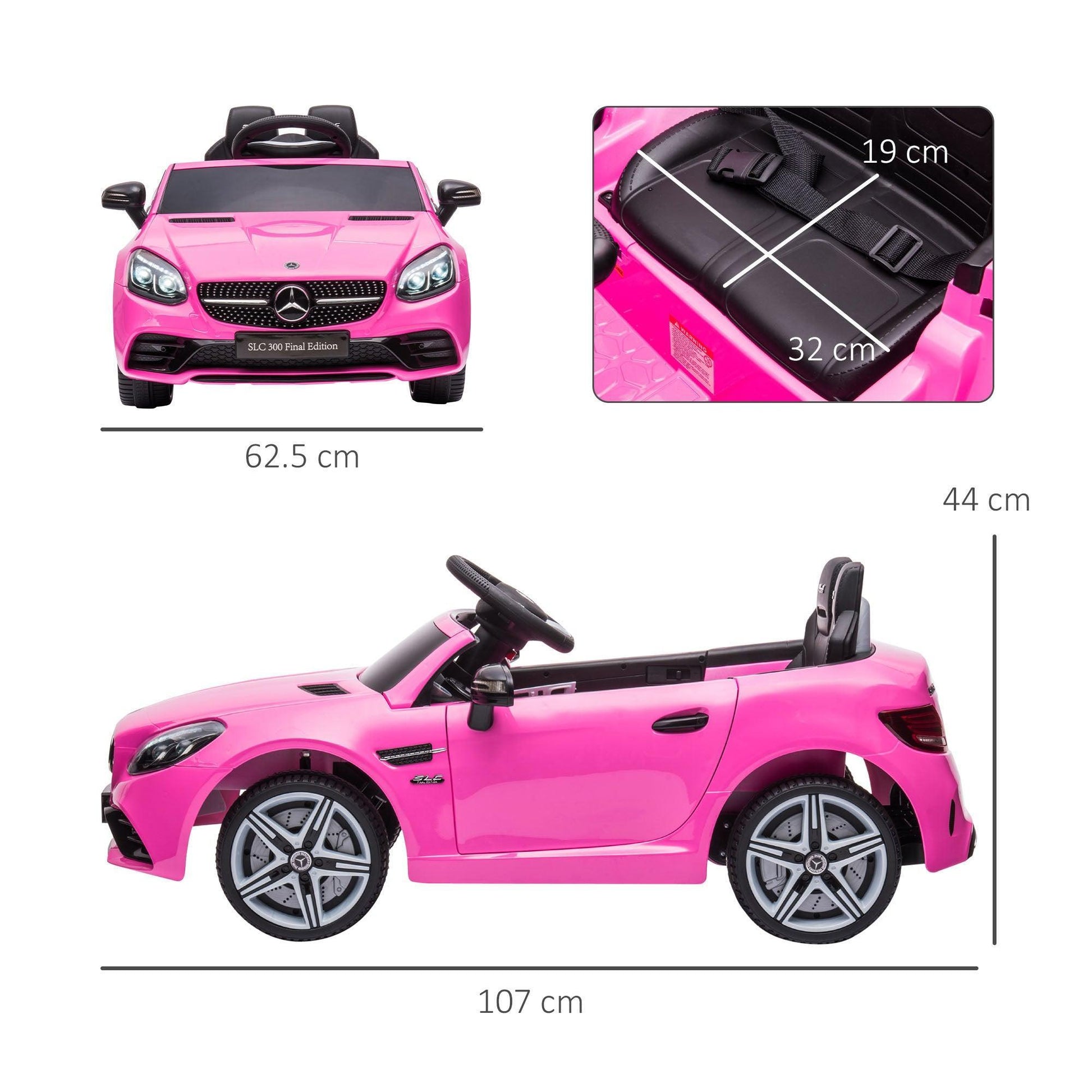 AIYAPLAY Mercedes SLC 300 12V Ride-On Car - Pink - ALL4U RETAILER LTD