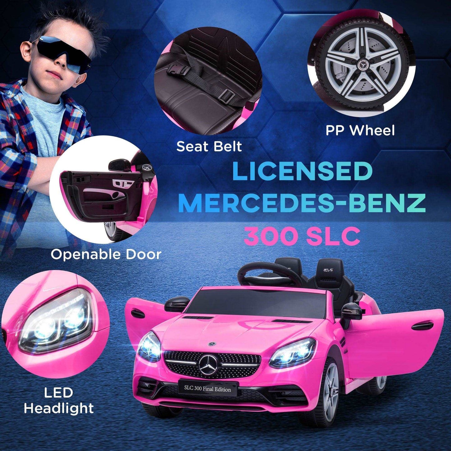 AIYAPLAY Mercedes SLC 300 12V Ride-On Car - Pink - ALL4U RETAILER LTD