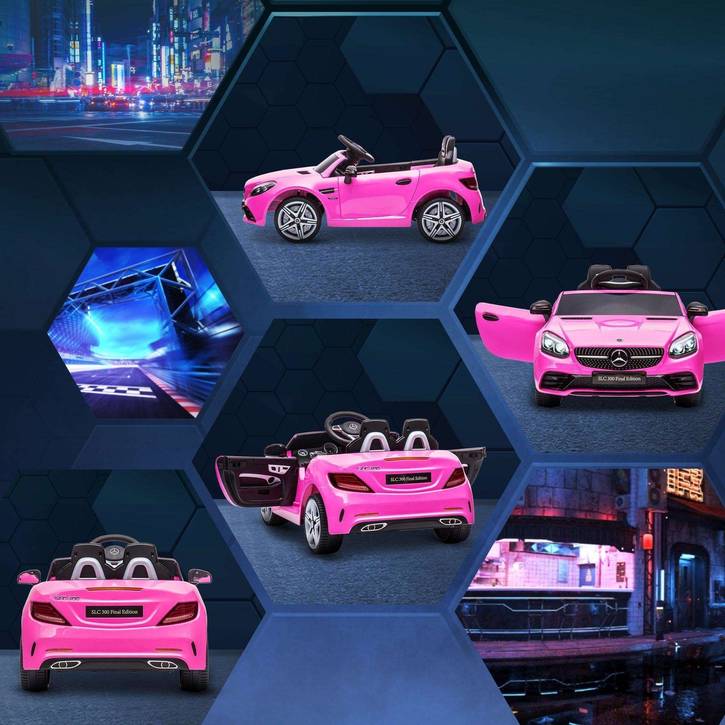 AIYAPLAY Mercedes SLC 300 12V Ride-On Car - Pink - ALL4U RETAILER LTD