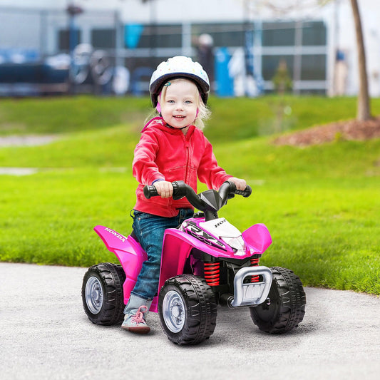 AIYAPLAY Pink Honda Kids Quad ATV Toy, 6V Electric Ride-on Car - ALL4U RETAILER LTD