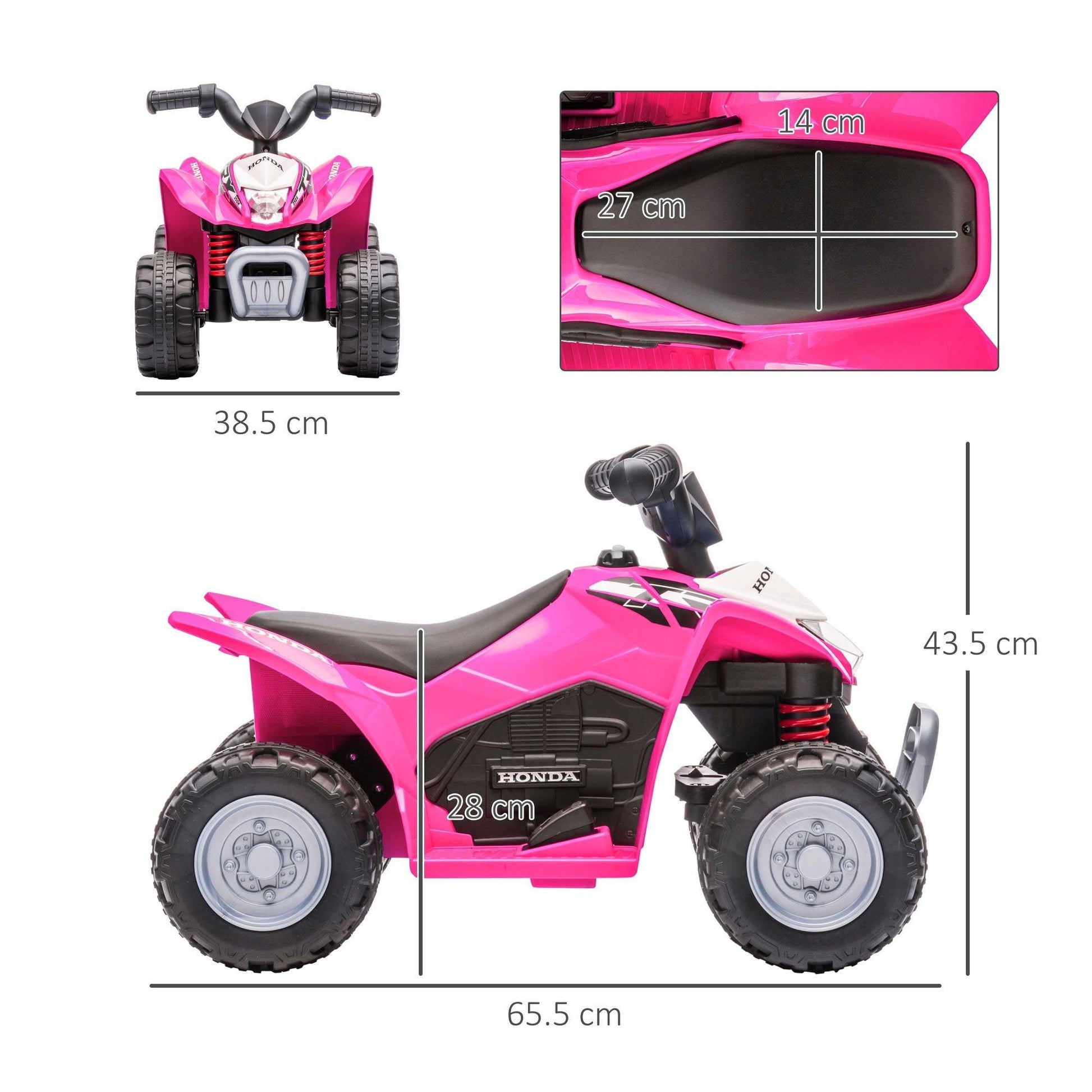 AIYAPLAY Pink Honda Kids Quad ATV Toy, 6V Electric Ride-on Car - ALL4U RETAILER LTD