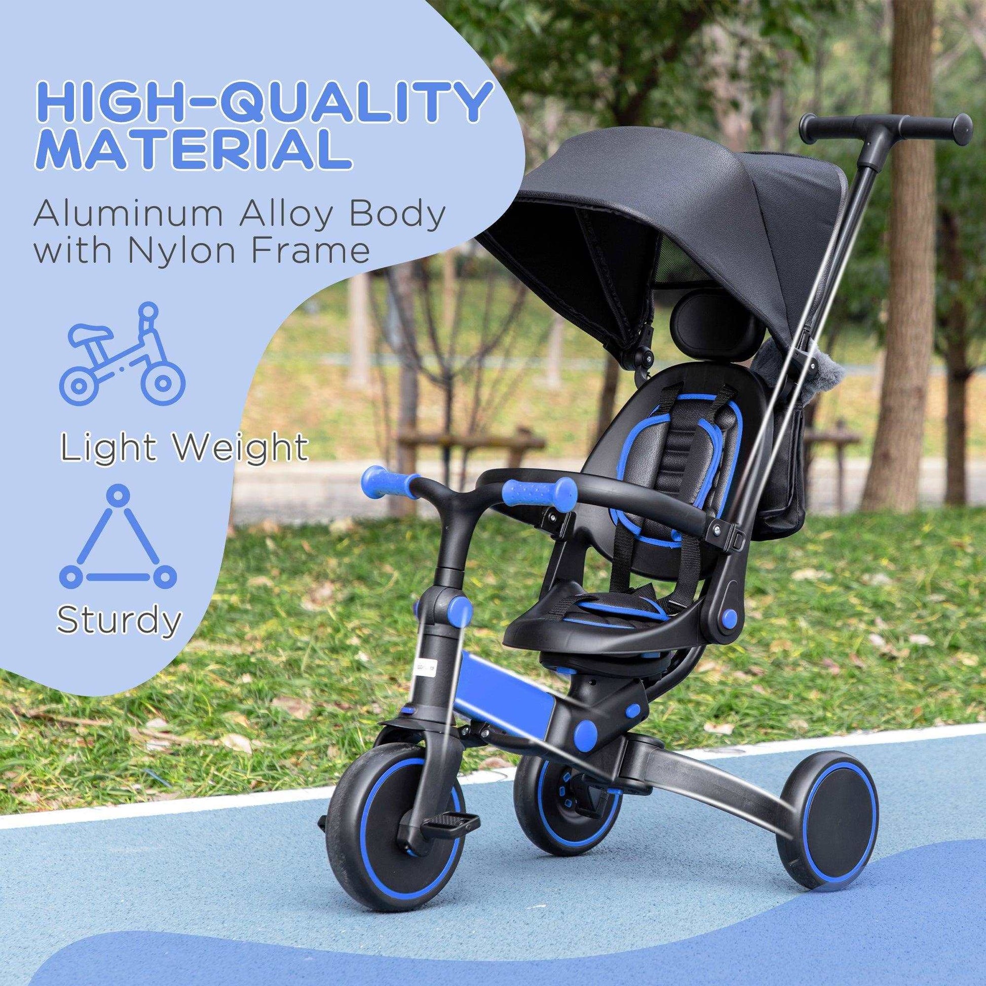 AIYAPLAY Tricycle for Kids: Aluminum Frame, Adjustable Handle,  Blue - ALL4U RETAILER LTD