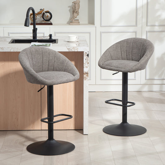 HOMCOM Set Of Two Relaxed Tub Bar Stools Grey With Adjustable Height 62 To 82 Cm And 360 Degree Swivel
