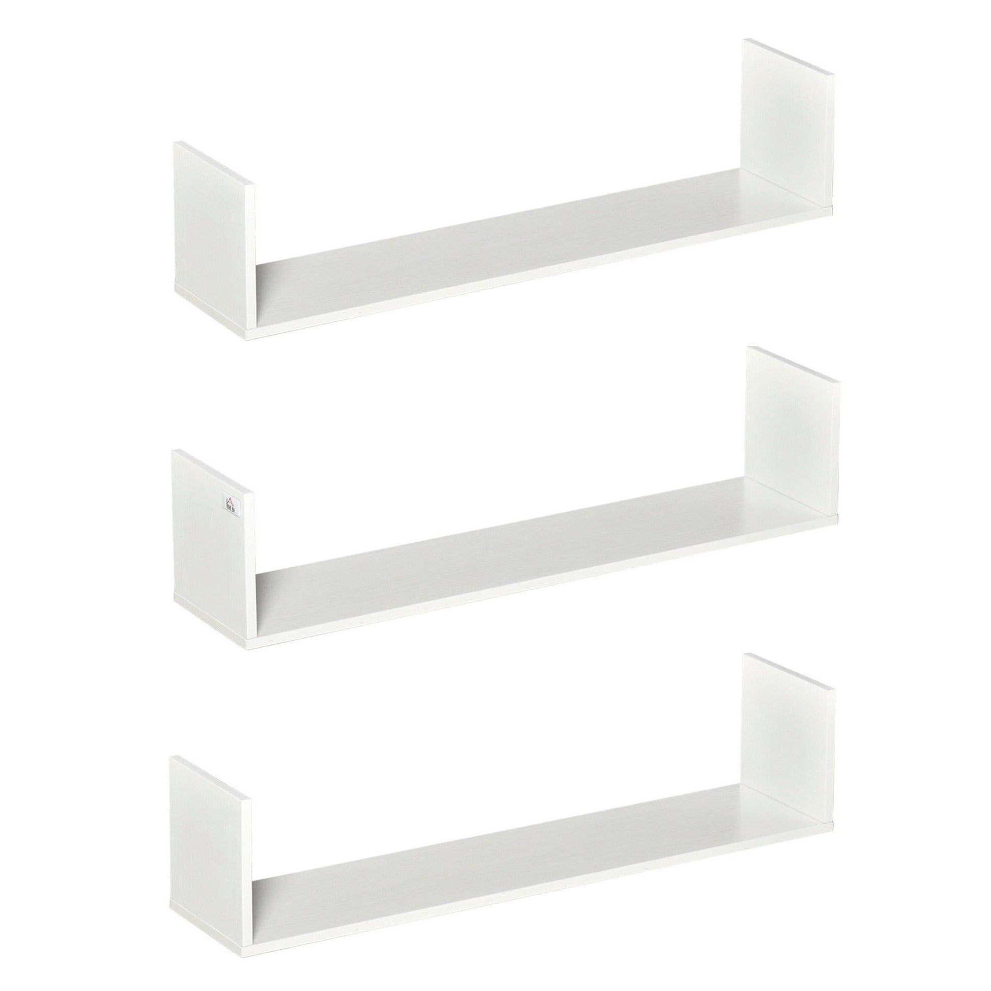 PawHut Wooden Floating Shelves Set - White - ALL4U RETAILER LTD