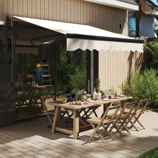 Outsunny 2.5x2m Electric Awning With Remote Controller Aluminium Frame Retractable Shade Canopy For Garden Patio Beige