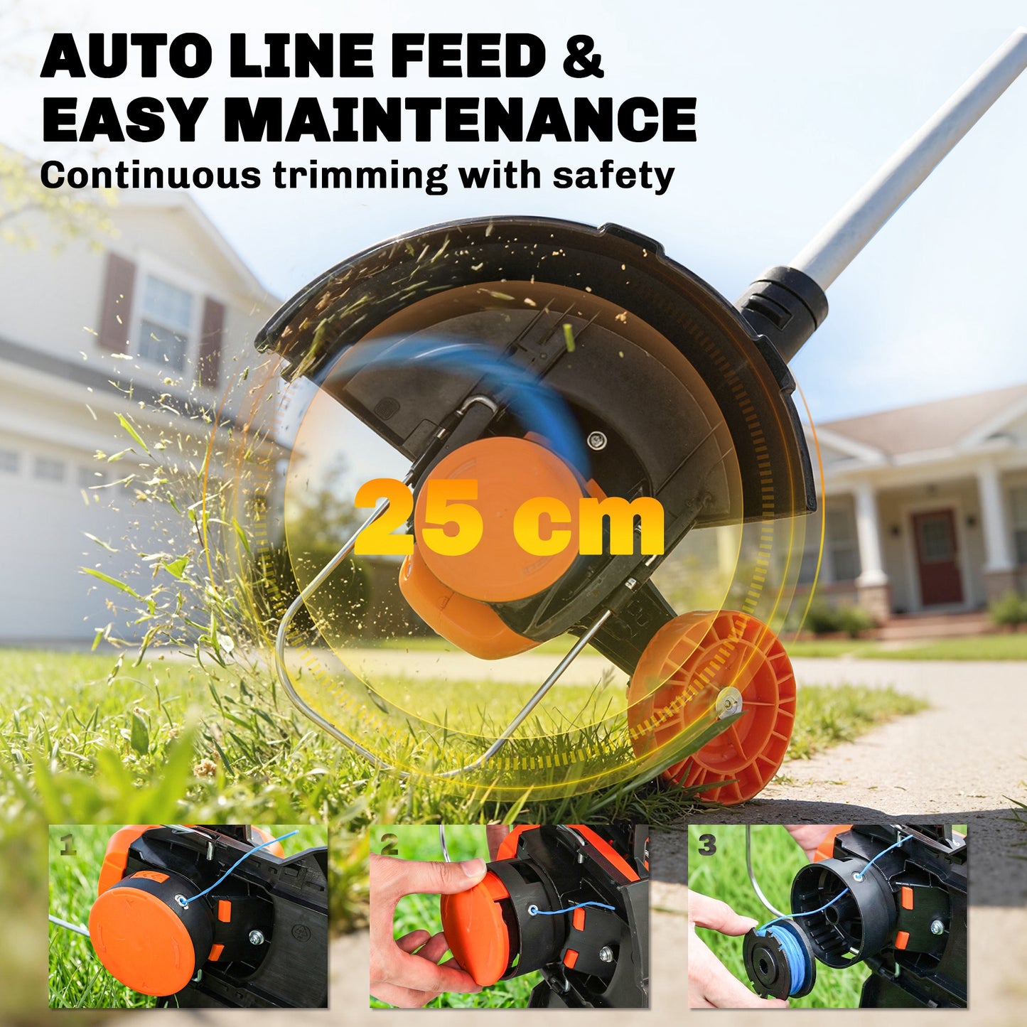 Outsunny Cordless Strimmer With Two 4.0Ah Lithium Batteries And Charger 2 In 1 Lightweight Grass Trimmer And Lawn Edger