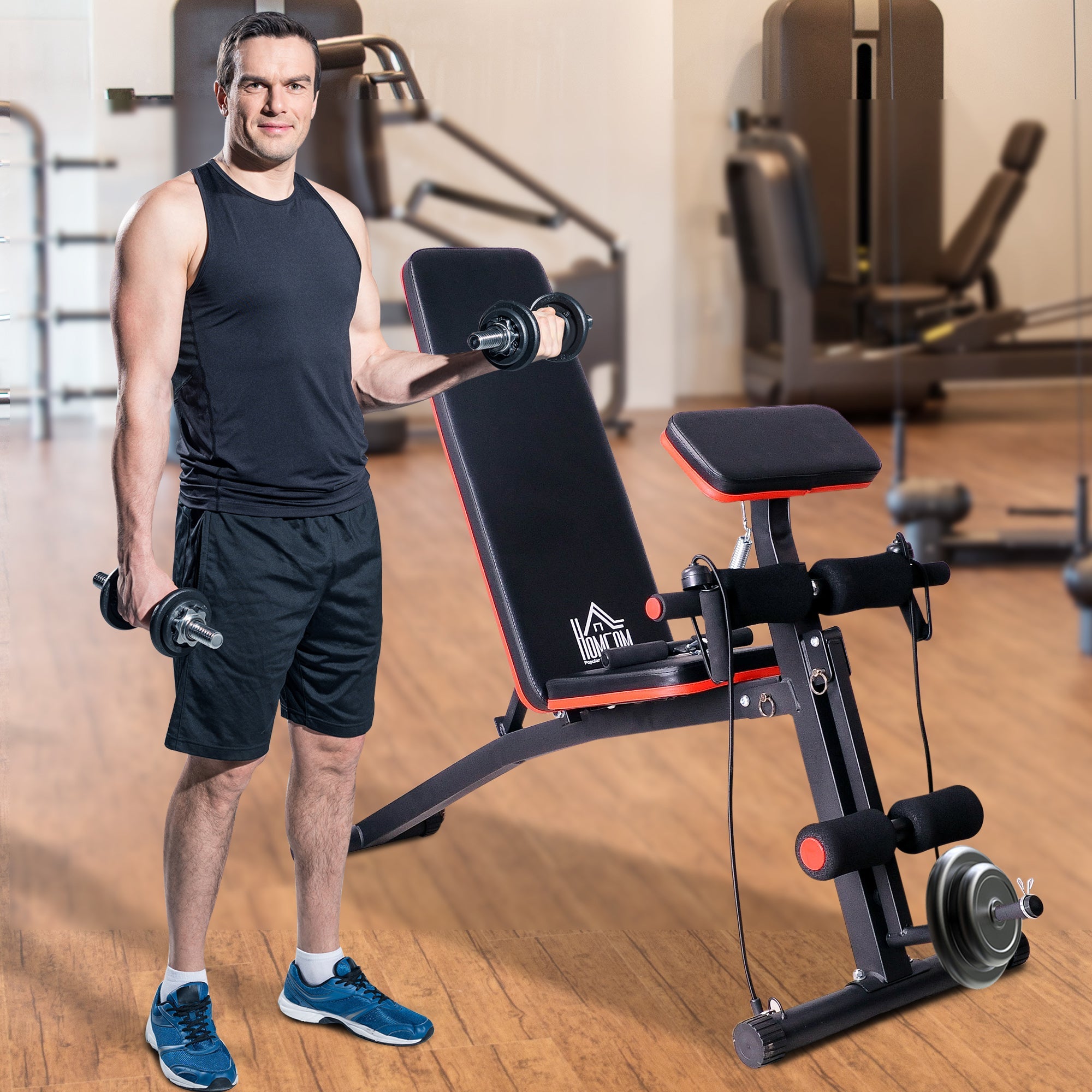 exercise and bodybuilding equipment in a home gym