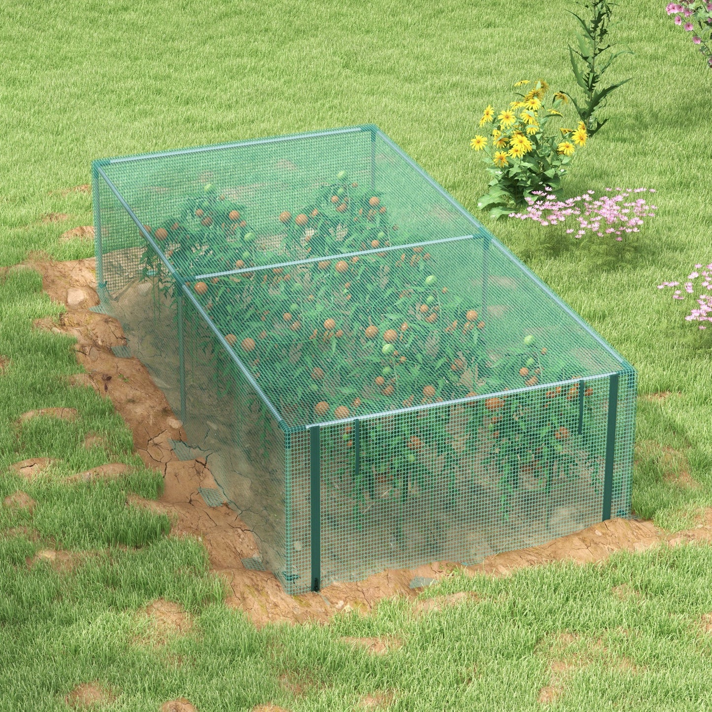 Outsunny Garden Grow Protective Cage with Zipped Access - 8' x 4' Green Frame