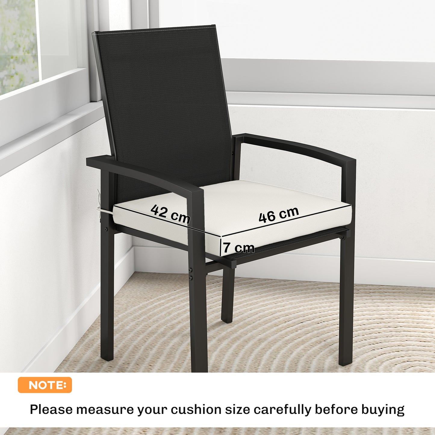 Outsunny Set Of 6 Outdoor Seat Cushions With Machine Washable Cover Water Repellent Cream White