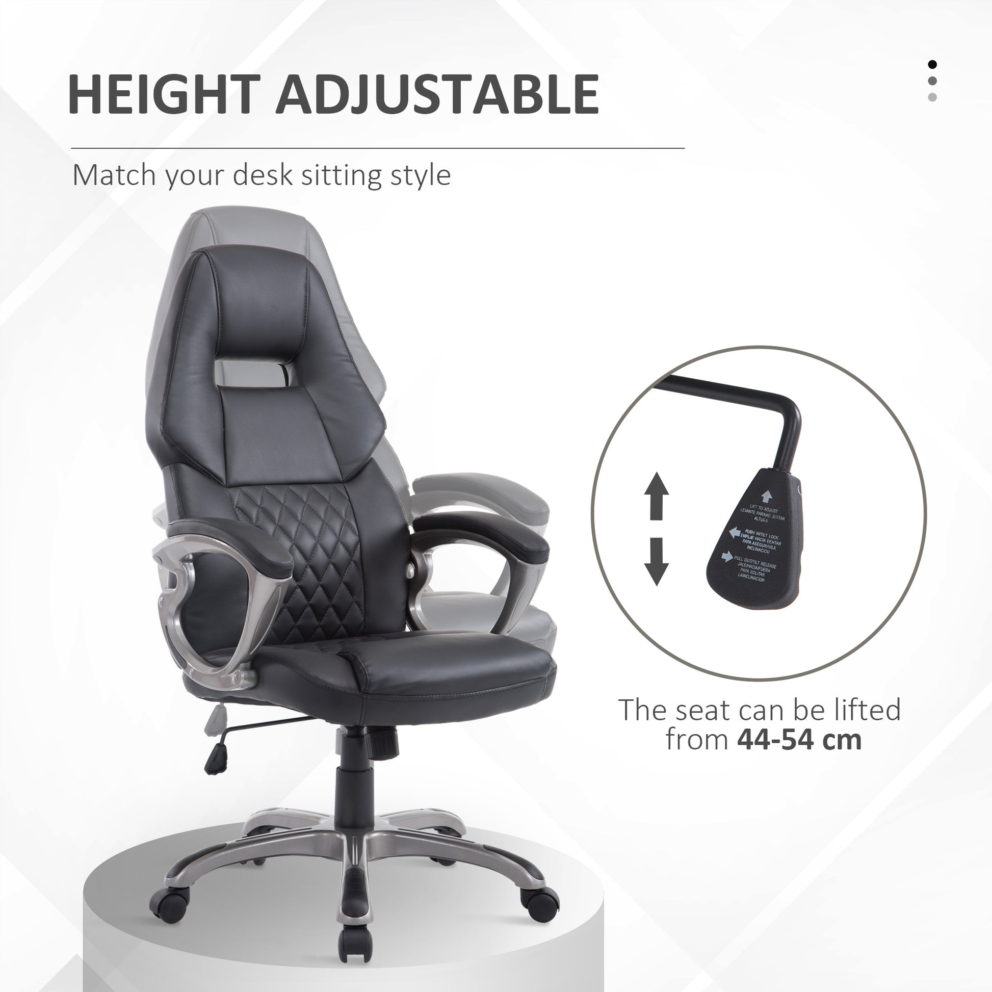 HOMCOM Ergonomic Racing Gaming Chair - Adjustable Swivel Desk and Office Armchair in PU Leather - ALL4U RETAILER LTD