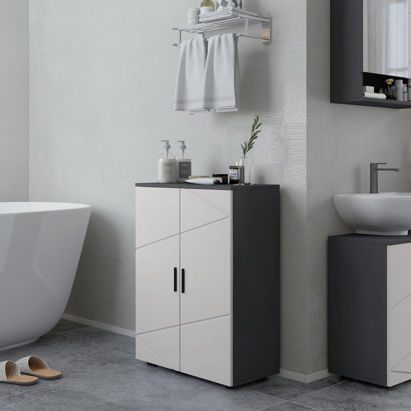 kleankin Bathroom Storage Cabinet, Small Bathroom Cabinet with Soft Close Doors - ALL4U RETAILER LTD