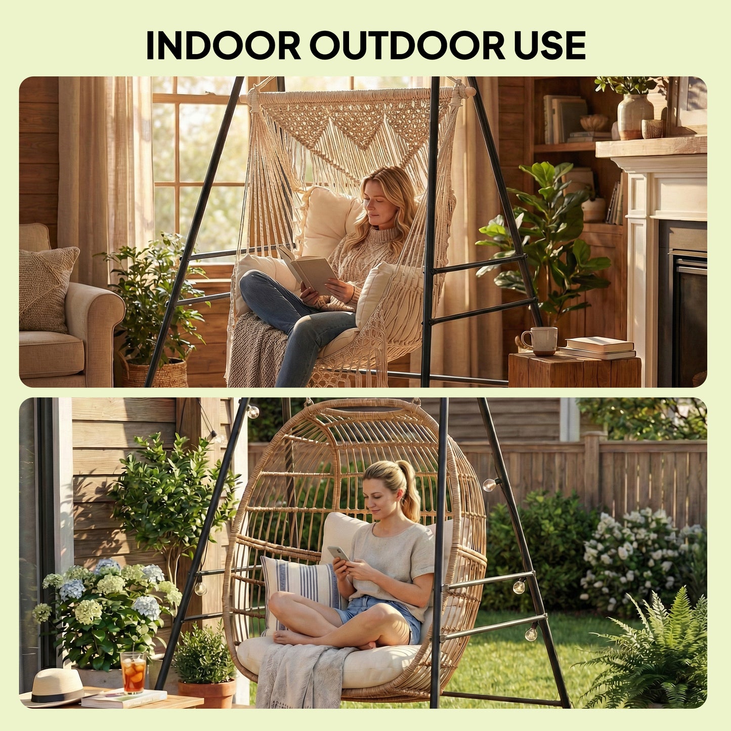 Outsunny Hammock Chair Stand 150 Kg Load Capacity For Indoor Outdoor Use Black All Weather