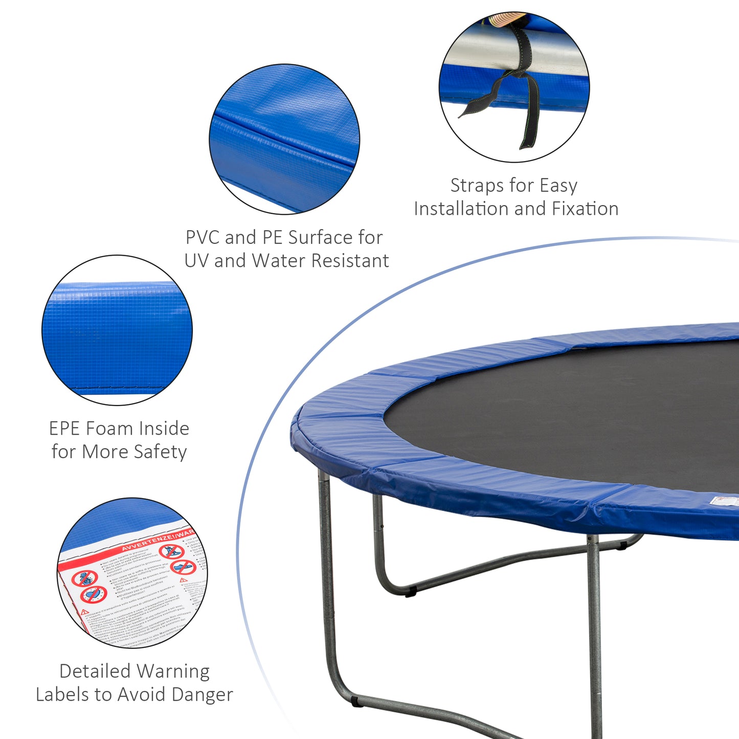 HOMCOM 13ft Trampoline Safety Pad with Surround Foam Cushioning - Outdoor Protection in Blue and Green - ALL4U RETAILER LTD