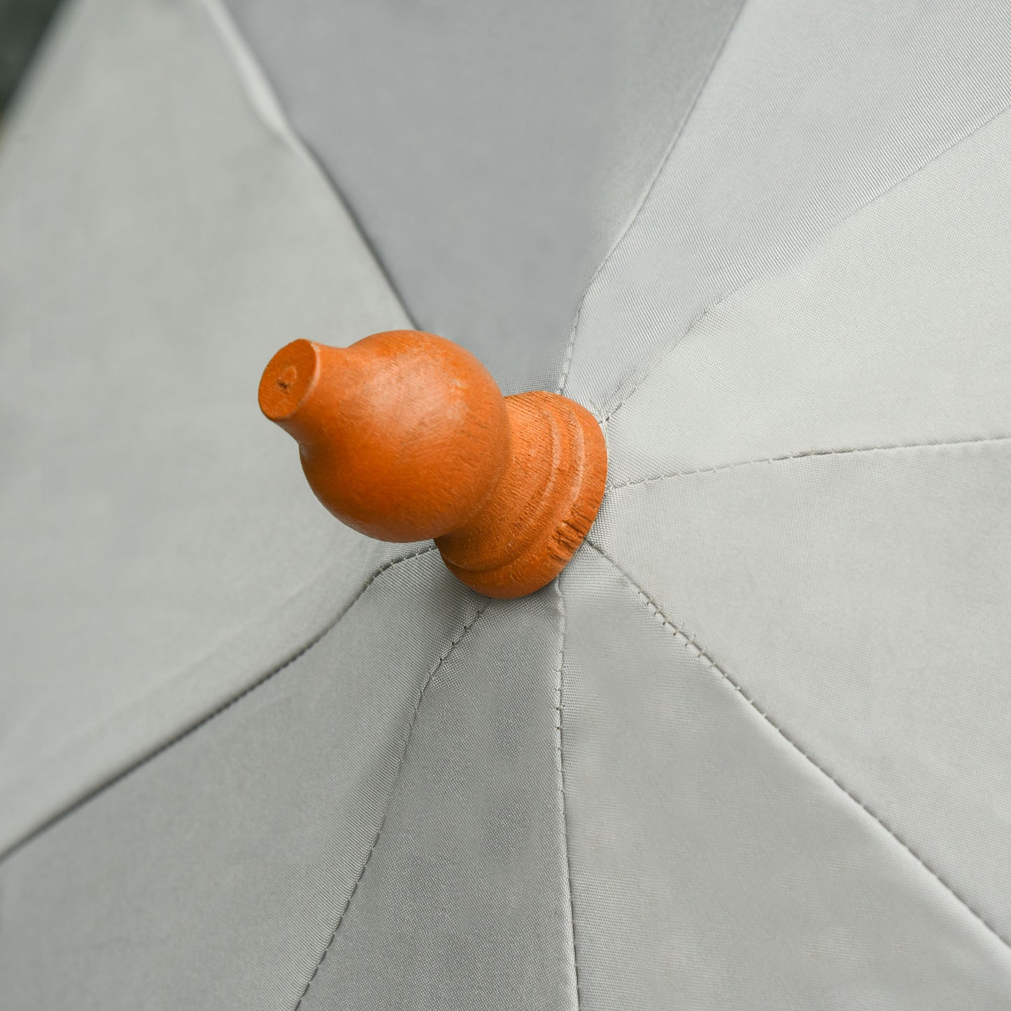 Outsunny 2.7m Elegant Wooden Frame Parasol Umbrella For Garden Table With Poplar Wood And Bamboo Ribs Grey