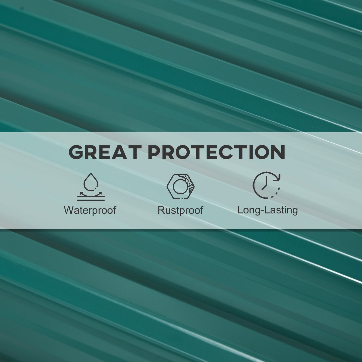 Outsunny Corrugated Roofing Sheets Pack Of 24 Galvanised Steel Panels For Greenhouse Garage Carport 129 X 45 Cm Green