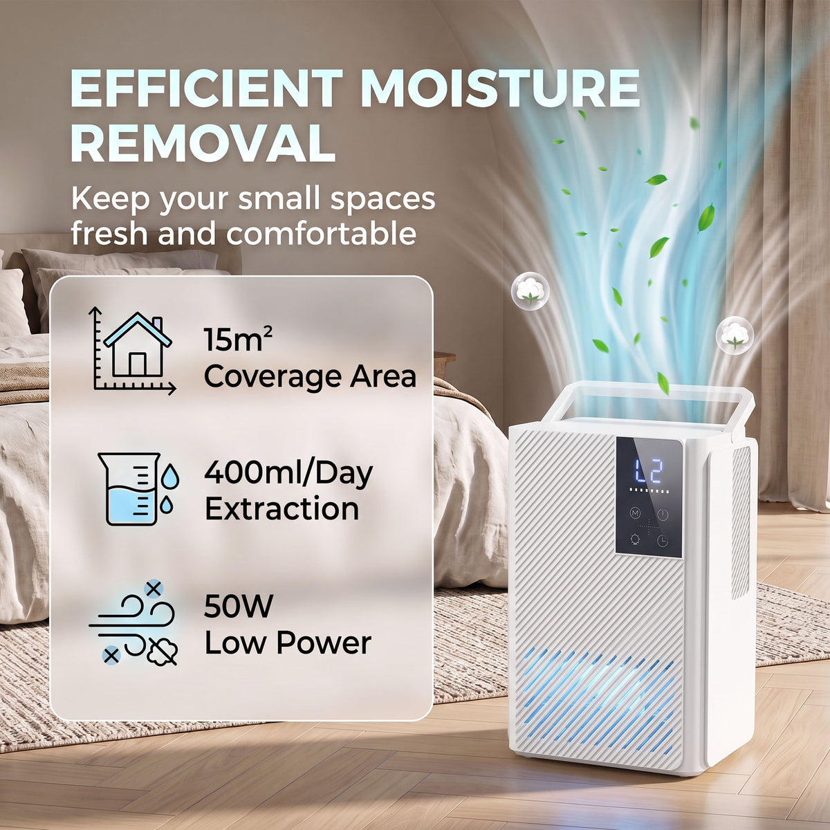 HOMCOM 400mL Daily Dehumidifier With RGB Lights Sleep Mode and Timer