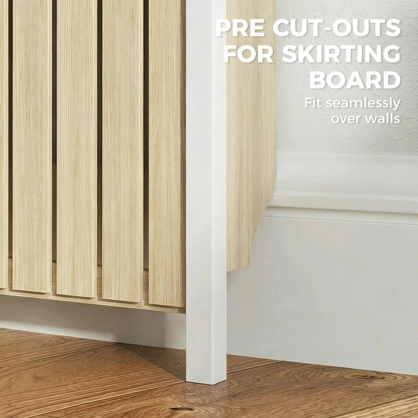 HOMCOM 93 X 119 Cm Rustic Look Slim Radiator Cover In White MDF With Two Top Drawers
