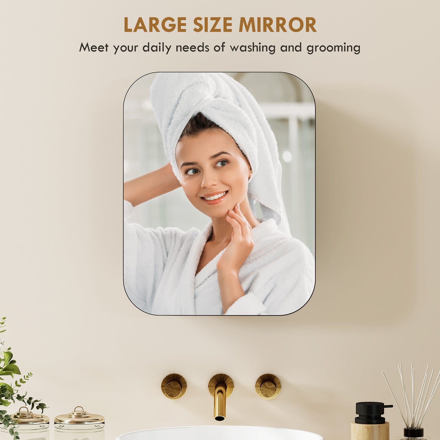 HOMCOM Bathroom Medicine Cabinet With Mirror Black Wall Cabinet Soft Close Hinges Adjustable Shelves