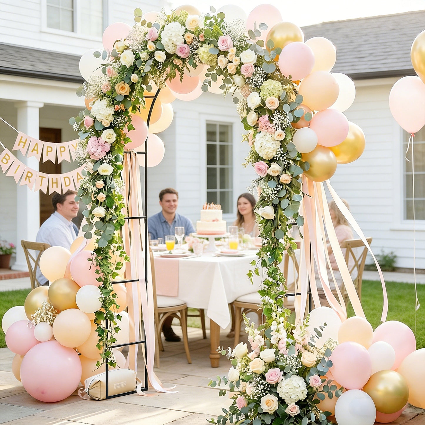 Outsunny Freestanding Garden Arch Metal Trellis For Climbing Plants Outdoor Wedding Arch Bridal Black