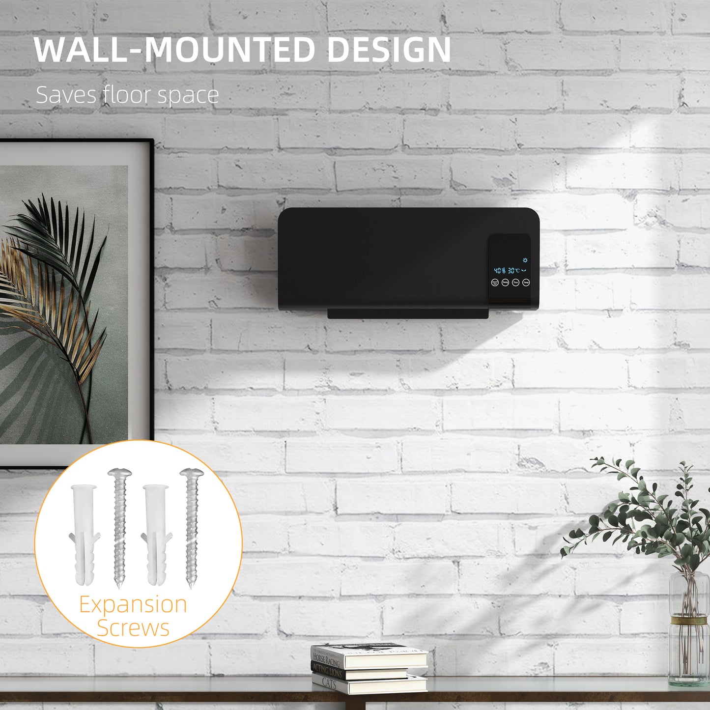 Homcom 2000W Wall Mounted Heater With 18 To 45 C Temperature Range Black Finish Included