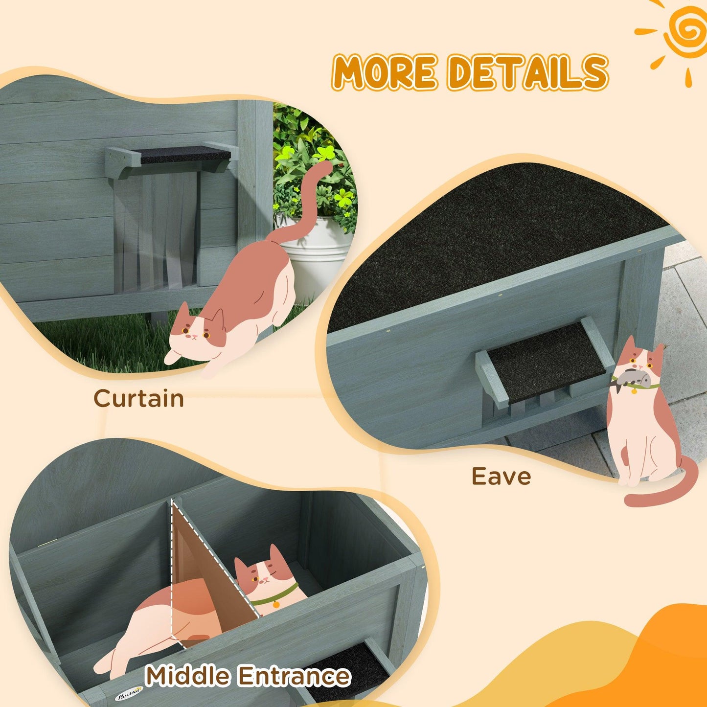 PawHut Feral Cat House Wooden Insulated with Removable Floor, Waterproof Openable Roof -Â Charcoal Grey - ALL4U RETAILER LTD