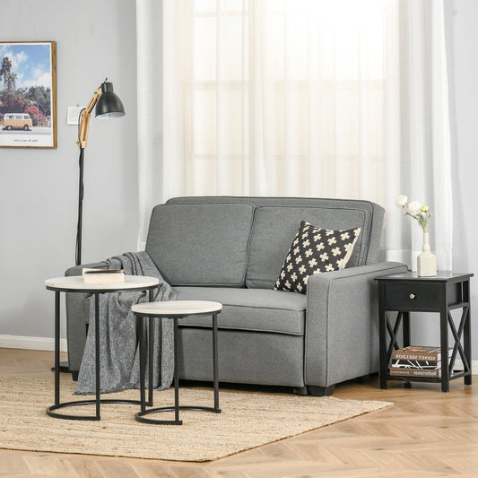 HOMCOM Modern 2 Seater Sofa Bed Click Clack Couch Sleeper for Living Room Grey - ALL4U RETAILER LTD