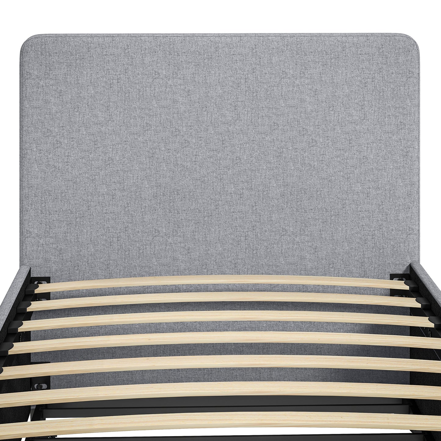 HOMCOM 3ft Single Bed Frame with Trundle Upholstered Pull Out Trundle Bed with Headboard And Footboard Light Grey