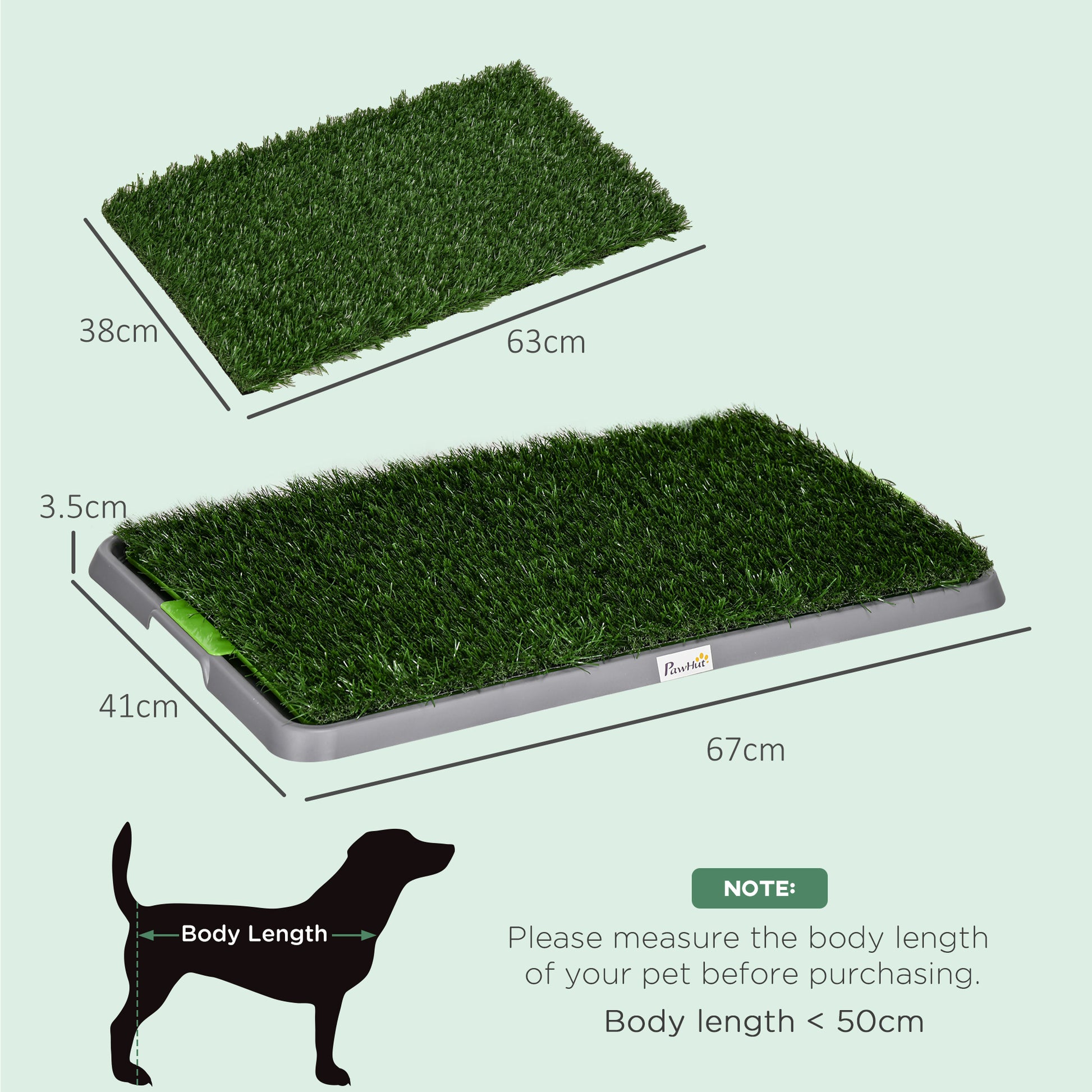 PawHut Indoor/Outdoor Dog Grass Potty Training System with Two Replacement Mats, 67 x 41cm - ALL4U RETAILER LTD